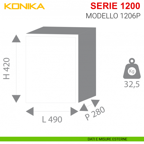Cassaforte Stark Konika antisfondamento da incasso con chiave serie 1200 modello 1206P misure esterne