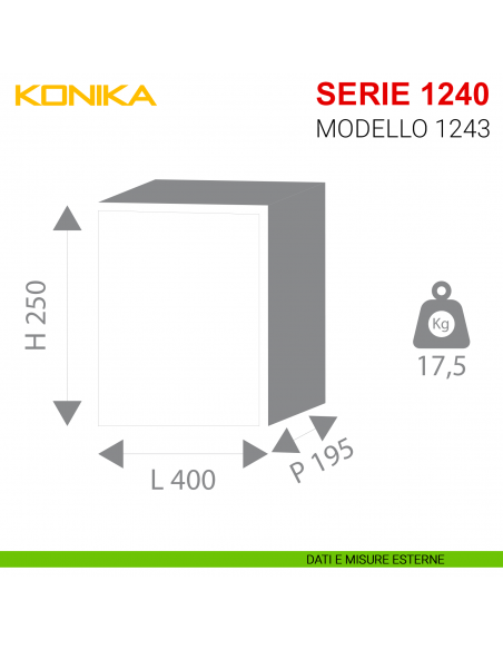 Cassaforte ad incasso Stark Konika con chiave e combinazione serie 1240 articolo 1243 misure esterne