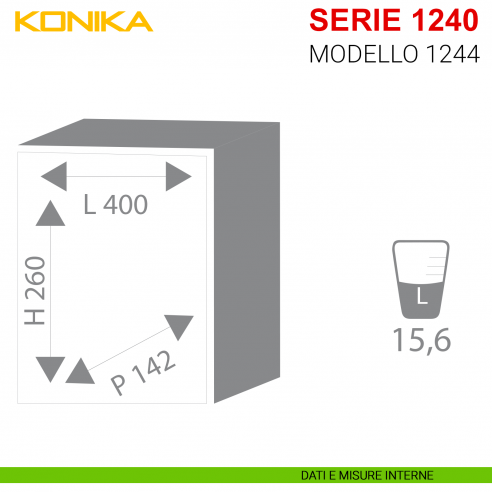 Cassaforte Stark Konika a muro con chiave e combinazione serie 1240 modello 1244 misure interne