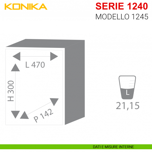 Cassaforte a muro con chiave e combinazione Stark Konika serie 1240 modello 1244P misure interne