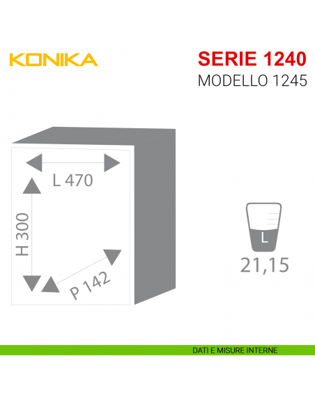 Cassaforte a muro con chiave e combinazione Stark Konika serie 1240 modello 1244P misure interne