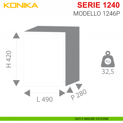 Cassaforte con chiave e combinazione Stark Konika da incasso serie 1240 modello 1246P misure esterne