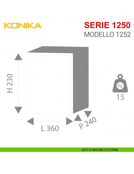 Cassaforte elettronica Konika da incasso Stark serie 1250 modello 1252P misure esterne