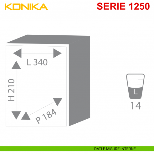 Cassaforte elettronica Konika da incasso Stark serie 1250 modello 1252P misure interne
