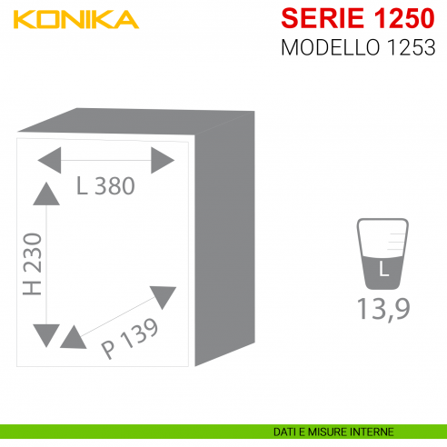 Cassaforte Konika Stark serie 1250 con combinazione elettronica modello 1253 a muro misure interne