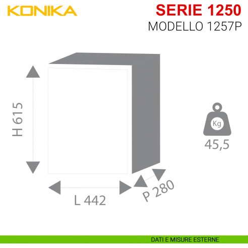 Cassaforte digitale Konika a muro Stark serie 1250A modello 1257P misure esterne