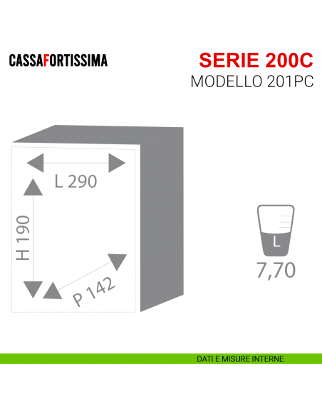 Cassaforte con chiave Stark Cassafortissima da incasso serie 200C antisfondamento modello 1201PC misure interne