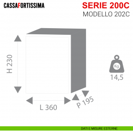 Cassaforte Stark Cassafortissima con chiave serie 200C antisfondamento modello 202C da muro 2
