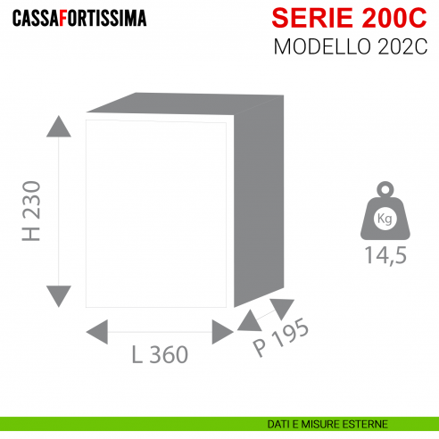 Cassaforte Stark Konika con chiave serie 200C antisfondamento modello 202C da muro misure esterne