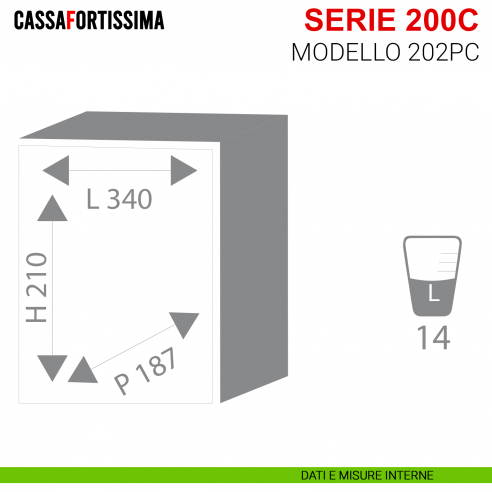 Cassaforte Stark da muro antisfondamento modello Cassafortissima con chiave serie 1200 articolo 202PC misure interne