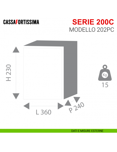 Cassaforte Stark da muro antisfondamento modello Cassafortissima con chiave serie 1200 articolo 202PC misure esterne