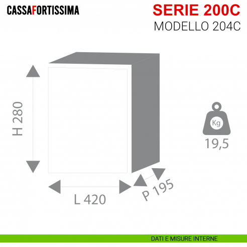 Cassaforte con chiave Stark Cassafortissima da incasso serie 200C antisfondamento modello 204C