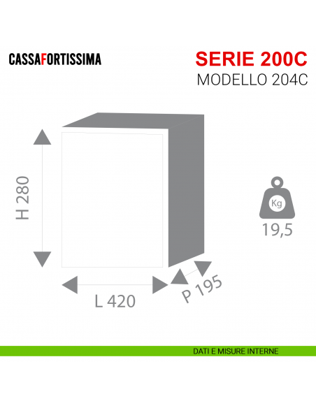 Cassaforte con chiave Stark Cassafortissima da incasso serie 200C antisfondamento modello 204C