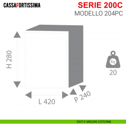 Cassaforte Stark Konika con chiave serie 200C antisfondamento modello 204PC da incasso 2