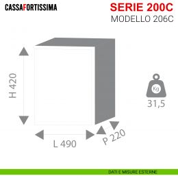 Cassaforte antisfondamento con chiave Stark Cassafortissima da incasso serie 200C modello 206C 2