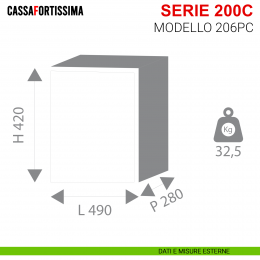 Cassaforte antisfondamento con chiave Stark Cassafortissima da incasso serie 200C modello 206PC 2