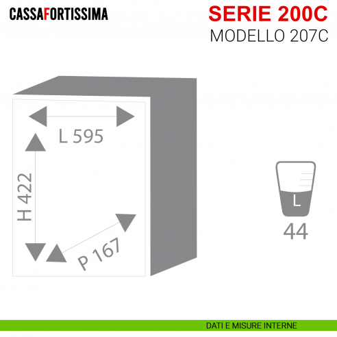 Cassaforte con chiave Stark Cassafortissima da incasso serie 200C antisfondamento modello 207C misure interne