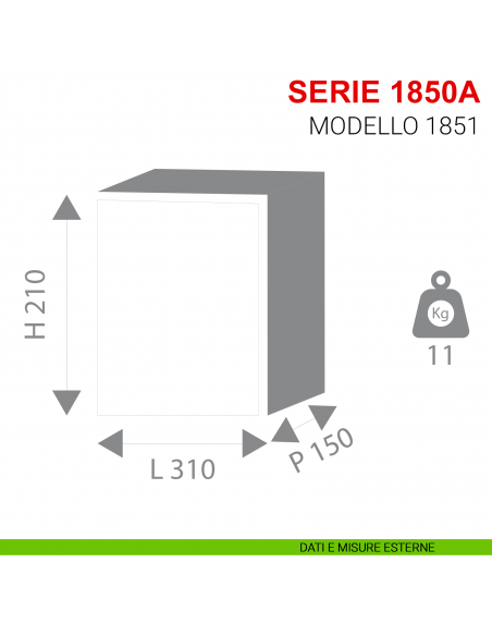 Cassaforte da muro Stark serie 1850A con combinazione elettronica modello 1851 misure esterne