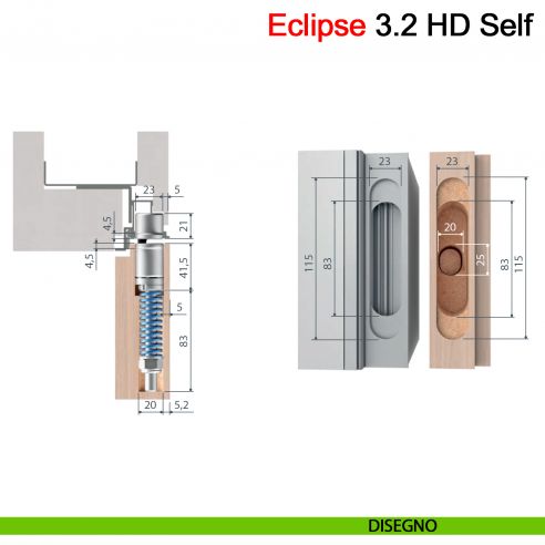 Cerniera invisibile con molla chiudiporta AGB Eclipse 3.2 HD Self portata 60 kg