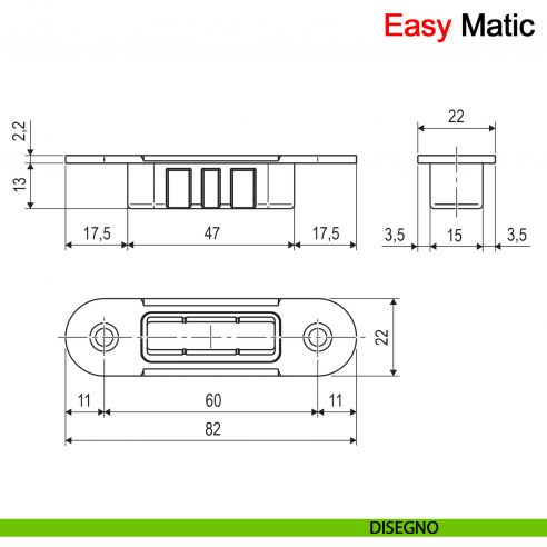 Incontro Easy-Matic per serratura magnetica Polaris AGB - disegno