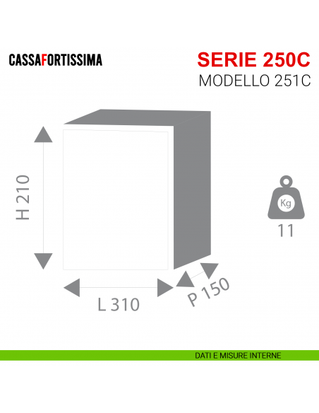 Cassaforte Stark Cassafortissima da incasso elettronica serie 250C modello 251C misure esterne