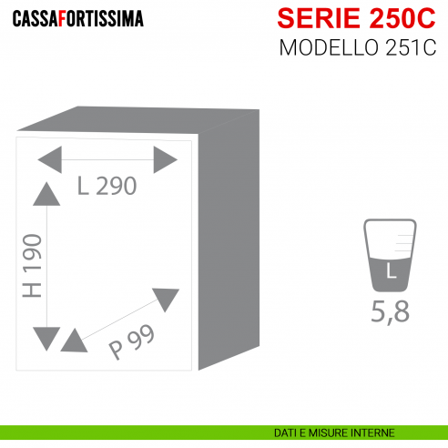 Cassaforte Stark Cassafortissima da incasso elettronica serie 250C modello 251C misure interne
