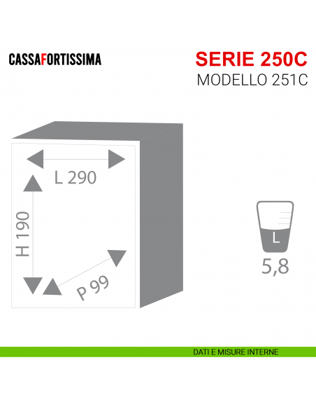 Cassaforte Stark Cassafortissima da incasso elettronica serie 250C modello 251C misure interne