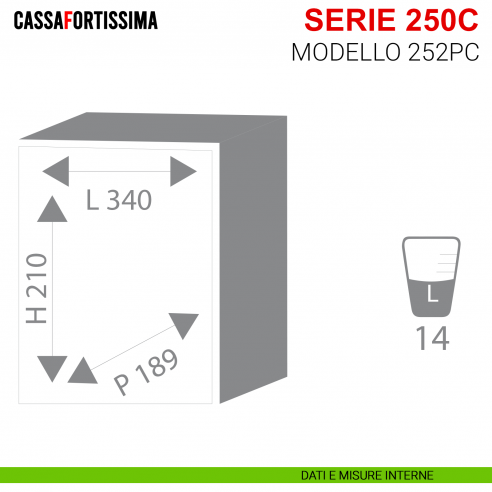 Cassaforte elettronica motorizzata Stark Cassafortissima serie 250C antisfondamento modello 252PC da muro misure interne