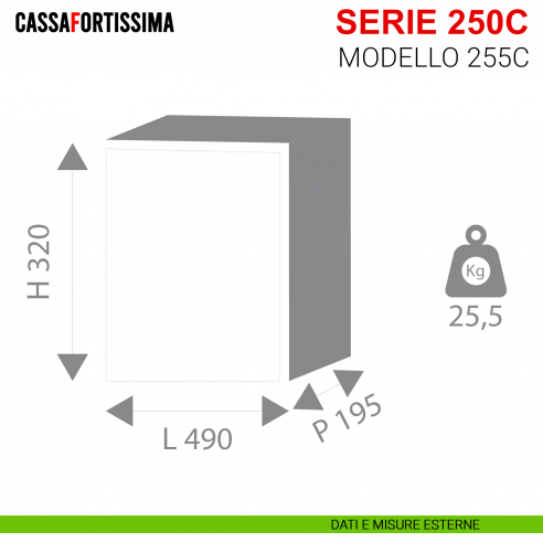 Cassaforte Stark Cassafortissima con chiave serie 200C antisfondamento modello 205C da muro misure esterne