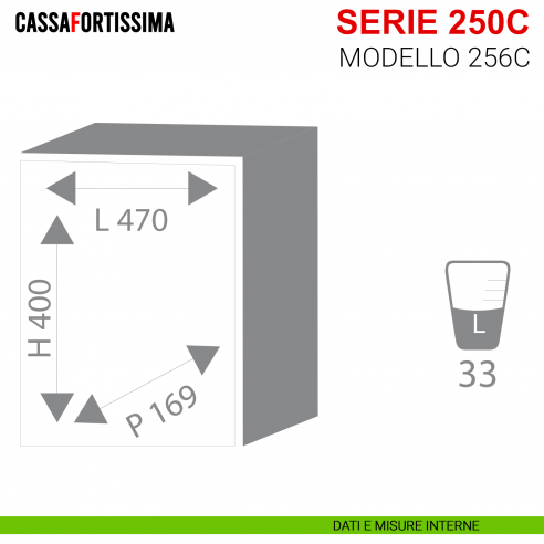 Cassaforte elettronica motorizzata Stark Cassafortissima serie 250C antisfondamento modello 256C da muro - misure interne