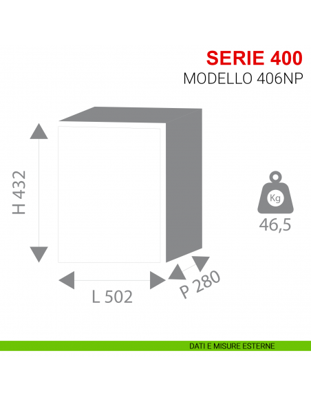 Cassaforte con chiave Stark da incasso serie 400 modello 406NP misure esterne