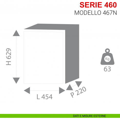 Cassaforte con chiave Stark da incasso serie 460 modello 467N misure esterne