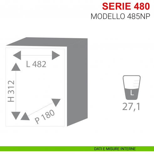 Cassaforte Stark con chiave e combinazione a dischi serie 480 modello 485NP da muro misure interne
