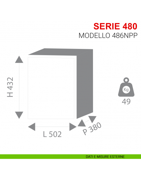 Cassaforte con chiave e combinazione a dischi Stark serie 480 modello 486NPP da incasso misure esterne