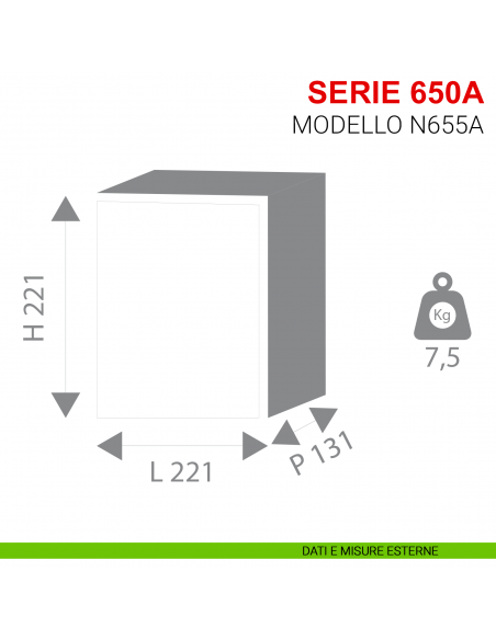 Cassaforte Stark Brick con combinazione elettronica serie 650A modello N655A da appoggio misure esterne