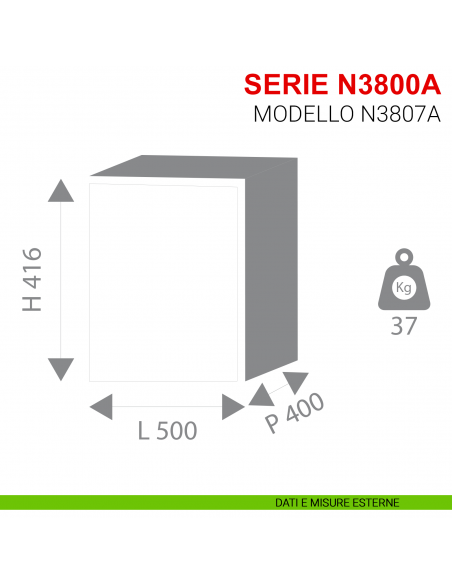 Cassaforte Stark con chiave serie N3800A modello N3807A a mobile misure esterne