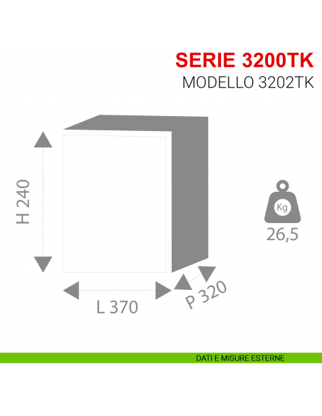 Cassaforte Stark a mobile con chiave serie 3200TK modello 3202TK misure esterne
