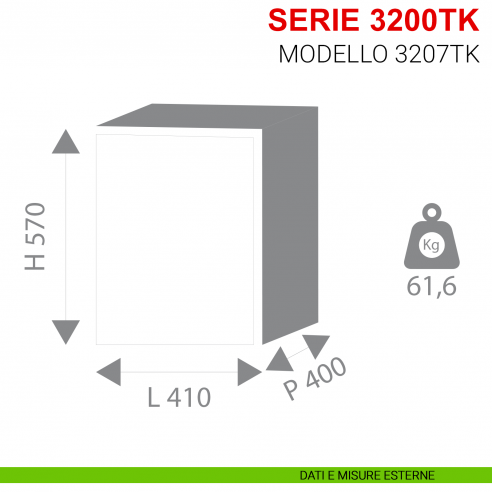 Cassaforte Stark con chiave serie 3800TK modello 3207TK a mobile misure esterne