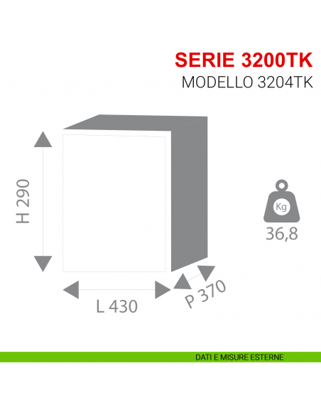 Cassaforte Stark con combinazione serie 3250TK modello 3254TK da appoggio misure esterne