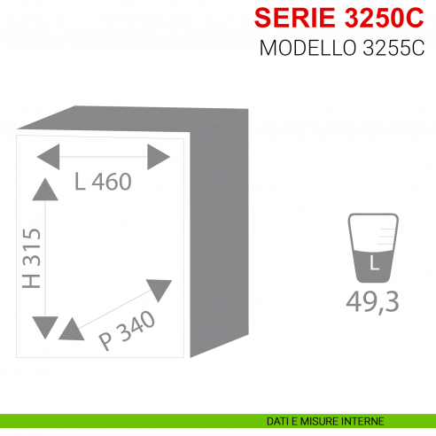 Cassaforte con combinazione Stark a mobile serie 3250C modello 3255C misure interne