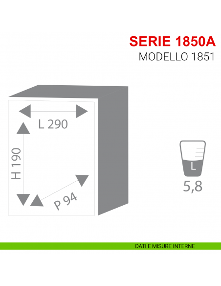 Cassaforte da muro Stark serie 1850A con combinazione elettronica modello 1851 misure interne