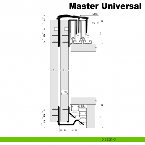Kit anta esterna Master Universal Midi Caimi Export spessore 30 mm disegno