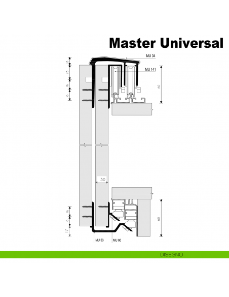 Kit anta esterna Master Universal Midi Caimi Export spessore 30 mm disegno