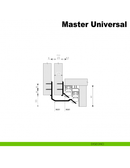 Kit anta esterna Master Universal Mini Caimi Export spessore 23 mm disegno
