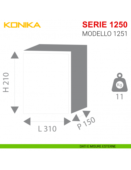 Cassaforte da muro Stark serie 1250 con combinazione elettronica modello 1251 misure esterne