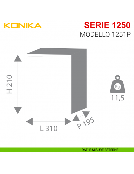 Cassaforte Konika con combinazione elettronica Stark serie 1250 da incasso modello 1251P misure esterne