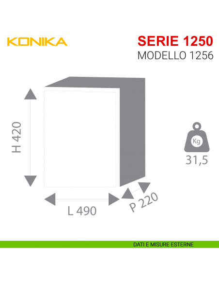 Cassaforte Stark serie 1250 con combinazione elettronica modello 1256 da parete misure esterne