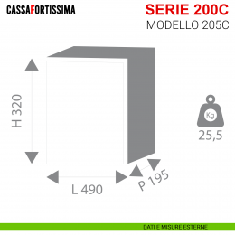 Cassaforte Stark Cassafortissima con chiave serie 200C antisfondamento modello 205C da muro 2