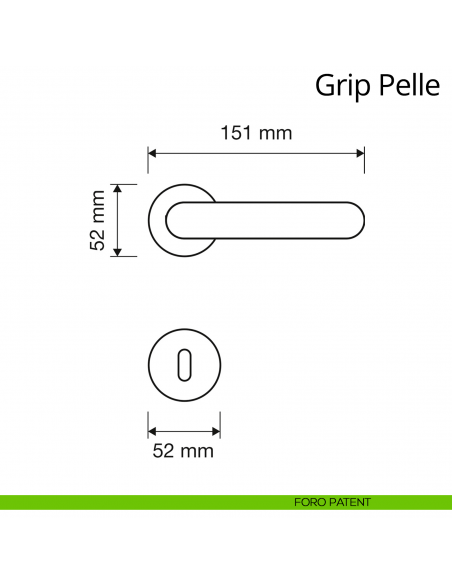 Maniglia in pelle per porta interna Grip Pelle Linea Calì rosetta tonda tradizionale foro patent