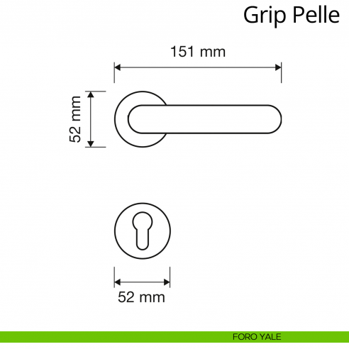 Maniglia in pelle per porta interna Grip Pelle Linea Calì rosetta tonda tradizionale foro yale